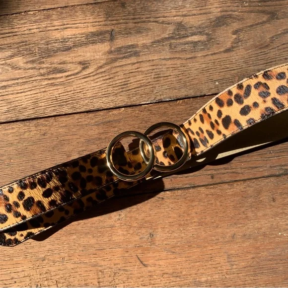 Express nwot cowhide leopard print belt Animal Print Belt - Leopard Print Cowhide Belt | JUAN-JO  main image 3